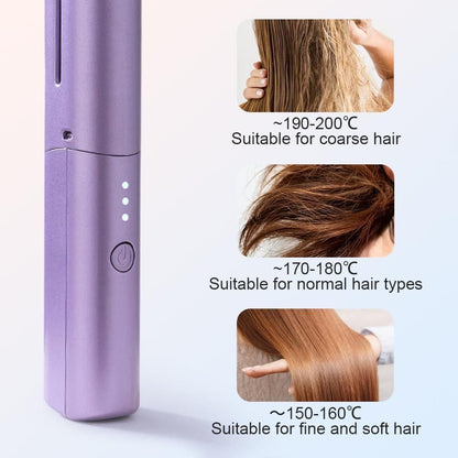 Meneflix Portable Mini Hair Straightener Cordless Rechargeable Mini Adjustable Hair Straightener Hot Comb